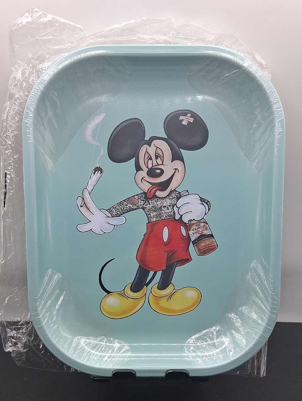 Light Blue Rolling Tray with Graphic Cartoon Character